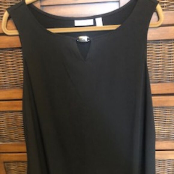 Susan Graver Liquid Knit Sleeveless Top with Goldtone Hardware Trim - Picture 1 of 9